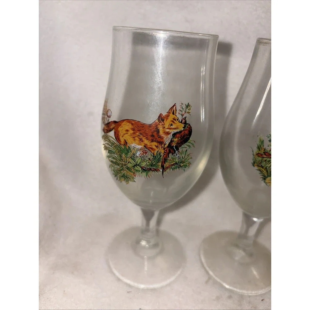 Vintage Beer Glasses Deer Game Hunting Biertulpen Jagdlichen Motifs Bar Elk 5
